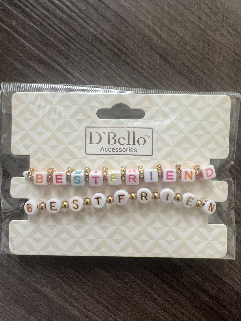 D'Bello BEST FRIEND Beaded Bracelet Set - White & Multicolor